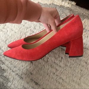 Red Marc Fischer block heels pointed toe